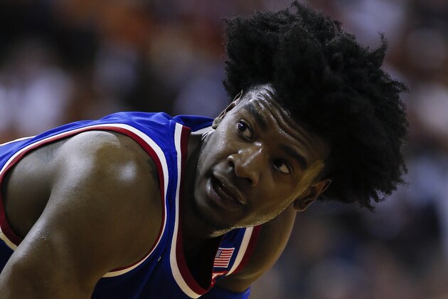 AUSTIN, TX - FEBRUARY 25: Josh Jackson #11 of the Kansas Jayhawks stands on the court against the Texas Longhorns at the Frank Erwin Center on February 25, 2017 in Austin, Texas. (Photo by Chris Covatta/Getty Images)