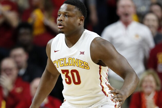 Iowa State guard Deonte Burton plays defense during the first half of an NCAA college basketball game against Oklahoma State, Tuesday, Feb. 28, 2017, in Ames, Iowa. (AP Photo/Charlie Neibergall)