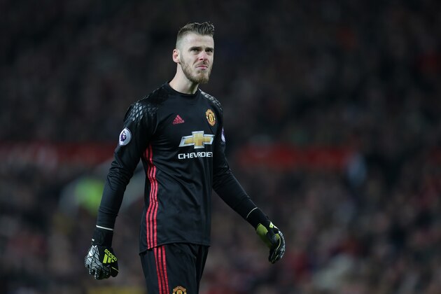 MANCHESTER, ENGLAND - JANUARY 15:  David De Gea  of Manchester United looks on during the Premier League match between Manchester United and Liverpool at Old Trafford on January 15, 2017 in Manchester, England.  (Photo by James Baylis - AMA/Getty Images)
