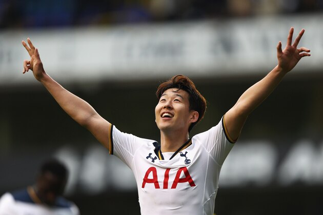 LONDON, ENGLAND - MARCH 12:  Heung-Min Son of Tottenham Hotspur celebrates as he scores their sixth goal and completes his hat trick during The Emirates FA Cup Quarter-Final match between Tottenham Hotspur and Millwall at White Hart Lane on March 12, 2017 in London, England.  (Photo by Ian Walton/Getty Images)