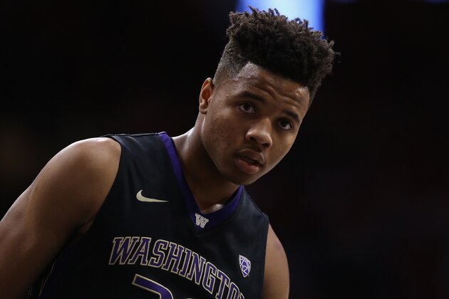 TUCSON, AZ - JANUARY 29:  Markelle Fultz #20 of the Washington Huskies during the college basketball game against the Arizona Wildcats at McKale Center on January 29, 2017 in Tucson, Arizona.  (Photo by Christian Petersen/Getty Images)