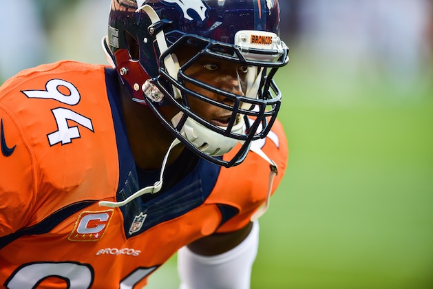 DENVER, CO - SEPTEMBER 8:  Outside linebacker DeMarcus Ware #94 of the Denver Broncos warms up before a game against the Carolina Panthers at Sports Authority Field at Mile High on September 8, 2016 in Denver, Colorado. (Photo by Dustin Bradford/Getty Images)