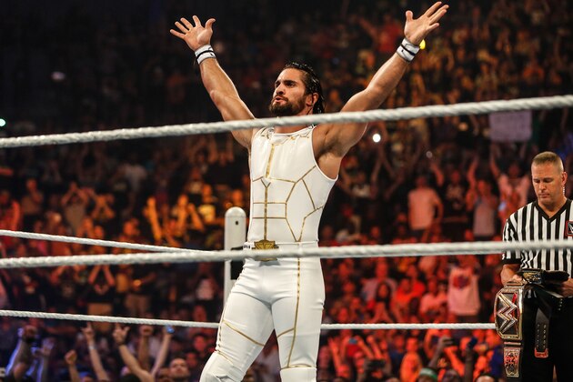 NEW YORK, NY - AUGUST 23:  Seth Rollins enters the ring at the WWE SummerSlam 2015 at Barclays Center of Brooklyn on August 23, 2015 in New York City.  (Photo by JP Yim/Getty Images)