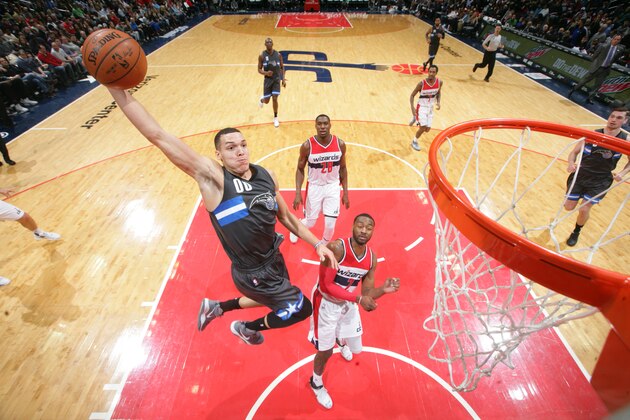 WASHINGTON, DC - MARCH 5: Aaron Gordon #00 of the Orlando Magic goes up for a dunk during a game against the Washington Wizards on March 5, 2017 at Verizon Center in Washington, DC. NOTE TO USER: User expressly acknowledges and agrees that, by downloading and/or using this photograph, user is consenting to the terms and conditions of the Getty Images License Agreement. Mandatory Copyright Notice: Copyright 2017 NBAE (Photo by Ned Dishman/NBAE via Getty Images) WASHINGTON, DC - MARCH 5: Aaron Gordon #00 of the Orlando Magic goes up for a dunk during a game against the Washington Wizards on March 5, 2017 at Verizon Center in Washington, DC. NOTE TO USER: User expressly acknowledges and agrees that, by downloading and/or using this photograph, user is consenting to the terms and conditions of the Getty Images License Agreement. Mandatory Copyright Notice: Copyright 2017 NBAE (Photo by Ned Dishman/NBAE via Getty Images)