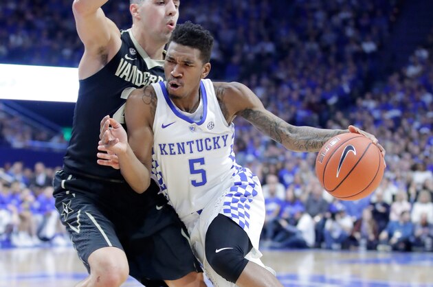 LEXINGTON, KY - FEBRUARY 28:  Malik Monk #5 of the Kentucky Wildcats dribbles the ball against the Vanderbilt Commodores at Rupp Arena on February 28, 2017 in Lexington, Kentucky.  (Photo by Andy Lyons/Getty Images)