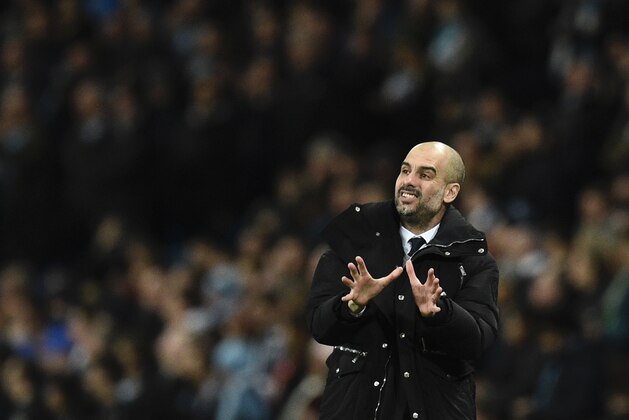 Manchester City's Spanish manager Pep Guardiola reacts on the touchline during the UEFA Champions League Round of 16 first-leg football match between Manchester City and Monaco at the Etihad Stadium in Manchester, north west England on February 21, 2017. / AFP / Oli SCARFF        (Photo credit should read OLI SCARFF/AFP/Getty Images)