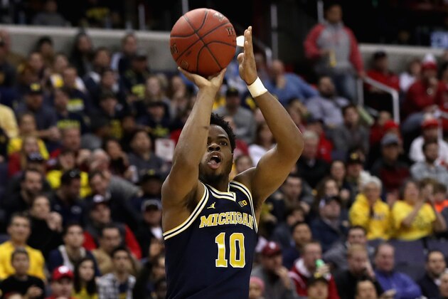 WASHINGTON, DC - MARCH 12: Derrick Walton Jr. #10 of the Michigan Wolverines puts up a shot against the Wisconsin Badgers during the Big Ten Basketball Tournament Championship game at Verizon Center on March 12, 2017 in Washington, DC.  (Photo by Rob Carr/Getty Images)