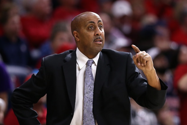 TUCSON, AZ - JANUARY 29:  Head coach Lorenzo Romar of the Washington Huskies reacts during the first half of the college basketball game against the Arizona Wildcats at McKale Center on January 29, 2017 in Tucson, Arizona.  (Photo by Christian Petersen/Getty Images)