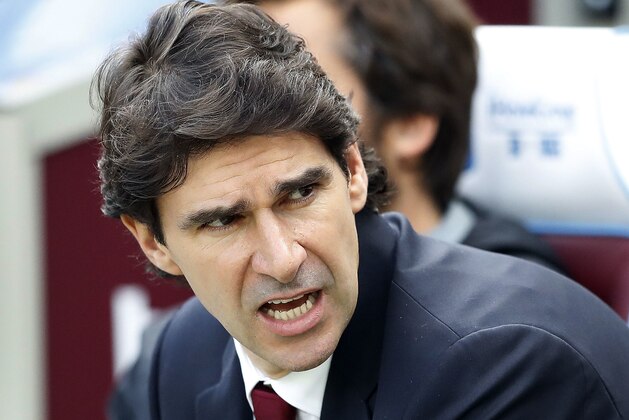 FILE - In this Saturday, Oct. 1, 2016 file photo, Middlesbrough team manager Aitor Karanka shouts during the English Premier League soccer match between West Ham and Middlesbrough at The London Stadium in London. Middlesbrough has said on Thursday, March 16, 2017 manager Aitor Karanka has left the relegation-threatened Premier League club after four years. A Middlesbrough statement says “both parties have agreed that it is in the best interests of the club to make this change.” (AP Photo/Frank Augstein)