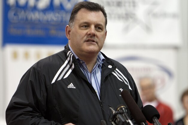 HUNTSVILLE, TX - JANUARY 26:  Steve Penny, President of USA Gymnastics welcomes guests and media and to announce the USOC designation of the USA Gymnastics National Training Center at Karolyi Ranch as an Official U.S. Olympic Training Site and Hilton's partnership with USA Gynastics and title sponsorship of Team Hilton on January 26, 2011 in Huntsville, Texas.  (Photo by Bob Levey/Getty Images for Hilton)
