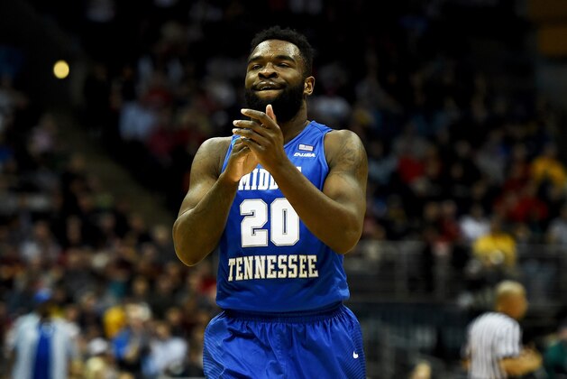 MILWAUKEE, WI - MARCH 16: Giddy Potts #20 of the Middle Tennessee Blue Raiders reacts in the second half against the Minnesota Golden Gophers during the first round of the 2017 NCAA Men's Basketball Tournament at BMO Harris Bradley Center on March 16, 2017 in Milwaukee, Wisconsin. (Photo by Stacy Revere/Getty Images) MILWAUKEE, WI - MARCH 16: Giddy Potts #20 of the Middle Tennessee Blue Raiders reacts in the second half against the Minnesota Golden Gophers during the first round of the 2017 NCAA Men's Basketball Tournament at BMO Harris Bradley Center on March 16, 2017 in Milwaukee, Wisconsin. (Photo by Stacy Revere/Getty Images)