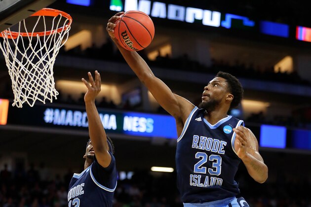 SACRAMENTO, CA - MARCH 17: Kuran Iverson #23 of the Rhode Island Rams attempts a shot against the Creighton Bluejays during the first round of the 2017 NCAA Men's Basketball Tournament at Golden 1 Center on March 17, 2017 in Sacramento, California.  (Photo by Jamie Squire/Getty Images)