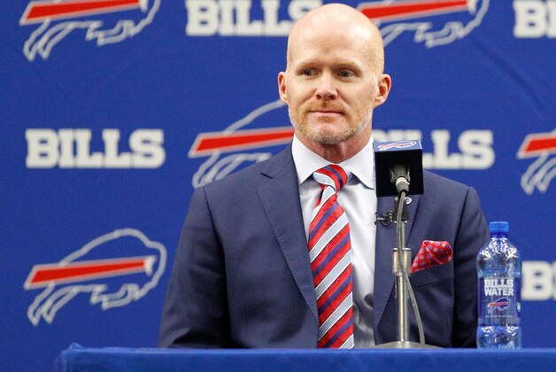 Jan 13, 2017; Orchard Park, NY, USA; Buffalo Bills new head coach Sean McDermott speaks during a press conference at AdPro Sports Training Center. Mandatory Credit: Kevin Hoffman-USA TODAY Sports
