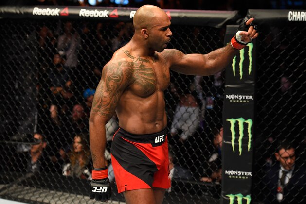 LONDON, ENGLAND - MARCH 18:  Jimi Manuwa of England celebrates his knockout victory over Corey Anderson in their light heavyweight fight during the UFC Fight Night event at The O2 arena on March 18, 2017 in London, England. (Photo by Josh Hedges/Zuffa LLC/Zuffa LLC via Getty Images)