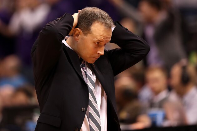 SALT LAKE CITY, UT - MARCH 16: Head coach Chris Collins of the Northwestern Wildcats reacts in the second half against the Vanderbilt Commodores during the first round of the 2017 NCAA Men's Basketball Tournament at Vivint Smart Home Arena on March 16, 2017 in Salt Lake City, Utah. (Photo by Christian Petersen/Getty Images) SALT LAKE CITY, UT - MARCH 16: Head coach Chris Collins of the Northwestern Wildcats reacts in the second half against the Vanderbilt Commodores during the first round of the 2017 NCAA Men's Basketball Tournament at Vivint Smart Home Arena on March 16, 2017 in Salt Lake City, Utah. (Photo by Christian Petersen/Getty Images)
