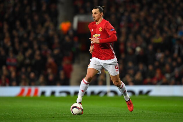 MANCHESTER, ENGLAND - MARCH 16:  United player Zlatan Ibrahimovic in action  during the UEFA Europa  League Round of 16 second leg match between Manchester United and FK Rostov at Old Trafford on March 16, 2017 in Manchester, United Kingdom.  (Photo by Stu Forster/Getty Images)