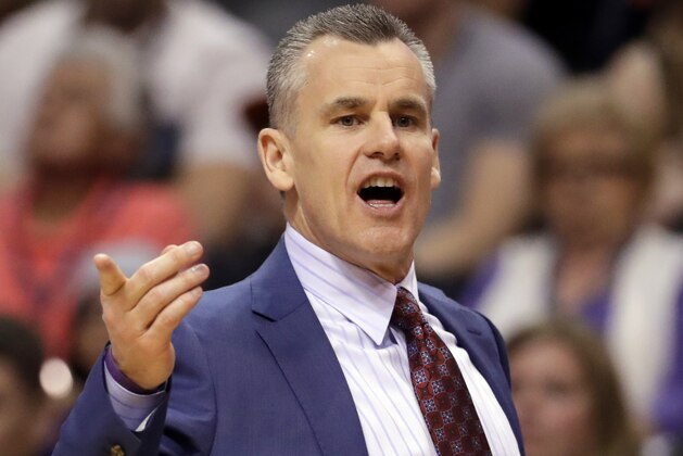 Oklahoma City Thunder head coach Billy Donovan yells during the first half of an NBA basketball game against the Phoenix Suns, Friday, March 3, 2017, in Phoenix. (AP Photo/Matt York) Oklahoma City Thunder head coach Billy Donovan yells during the first half of an NBA basketball game against the Phoenix Suns, Friday, March 3, 2017, in Phoenix. (AP Photo/Matt York)