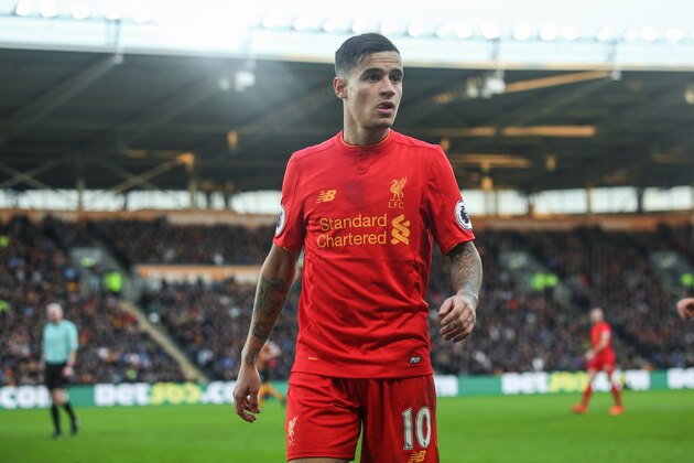 HULL, ENGLAND - FEBRUARY 04: Philippe Coutinho of Liverpool during the Premier League match between Hull City and Liverpool at KCOM Stadium on February 4, 2017 in Hull, England. (Photo by Robbie Jay Barratt - AMA/Getty Images)