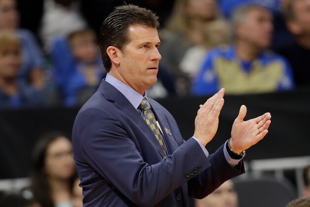 SACRAMENTO, CA - MARCH 17:  Head coach Steve Alford of the UCLA Bruins reacts against the Kent State Golden Flashes during the first round of the 2017 NCAA Men's Basketball Tournament at Golden 1 Center on March 17, 2017 in Sacramento, California.  (Photo by Jamie Squire/Getty Images)
