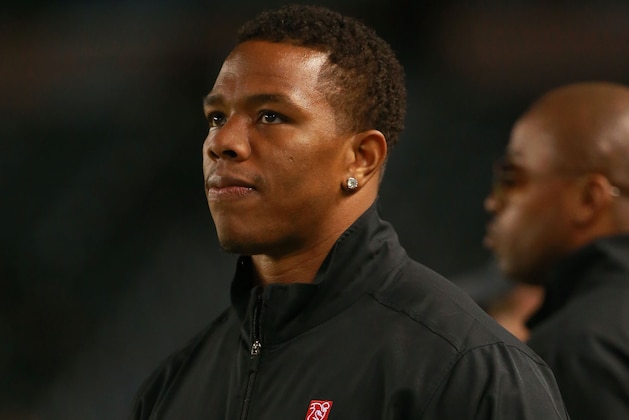 CARSON, CA - JANUARY 23: Running back coach Ray Rice of the National Team looks on from the sideline during the NFLPA Collegiate Bowl between the American Team and the National Team at StubHub Center on January 23, 2016 in Carson, California. The National Team defeated the American Team 18-17. (Photo by Victor Decolongon/Getty Images) CARSON, CA - JANUARY 23: Running back coach Ray Rice of the National Team looks on from the sideline during the NFLPA Collegiate Bowl between the American Team and the National Team at StubHub Center on January 23, 2016 in Carson, California. The National Team defeated the American Team 18-17. (Photo by Victor Decolongon/Getty Images)