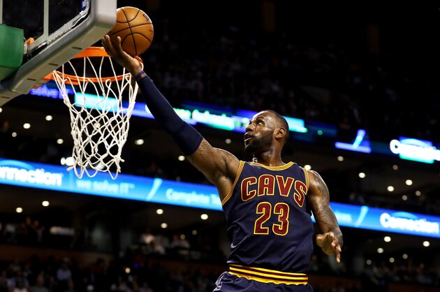 BOSTON, MA - MARCH 1: LeBron James #23 of the Cleveland Cavaliers takes a shot against the Boston Celtics during the first quarter at TD Garden on March 1, 2017 in Boston, Massachusetts. NOTE TO USER: User expressly acknowledges and agrees that, by downloading and or using this Photograph, user is consenting to the terms and conditions of the Getty Images License Agreement. (Photo by Maddie Meyer/Getty Images)