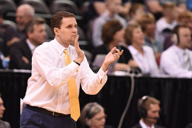 SALT LAKE CITY, UT - MARCH 16:  Head coach Will Wade of the Virginia Commonwealth Rams looks on against the St. Mary's Gaels during the first round of the 2017 NCAA Men's Basketball Tournament at Vivint Smart Home Arena on March 16, 2017 in Salt Lake City, Utah.  (Photo by Gene Sweeney Jr./Getty Images)
