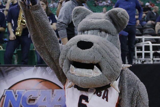 Gonzaga's mascot Spike the Bulldog performs before the start of their second-round men's college basketball game against Northwestern in the NCAA Tournament Saturday, March 18, 2017, in Salt Lake City. (AP Photo/Rick Bowmer) Gonzaga's mascot Spike the Bulldog performs before the start of their second-round men's college basketball game against Northwestern in the NCAA Tournament Saturday, March 18, 2017, in Salt Lake City. (AP Photo/Rick Bowmer)