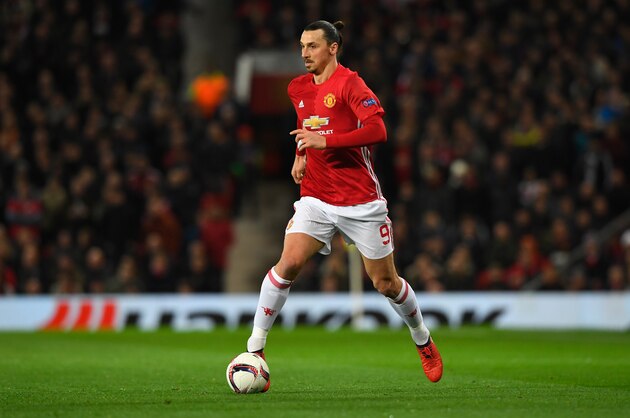 MANCHESTER, ENGLAND - MARCH 16:  United player Zlatan Ibrahimovic in action  during the UEFA Europa  League Round of 16 second leg match between Manchester United and FK Rostov at Old Trafford on March 16, 2017 in Manchester, United Kingdom.  (Photo by Stu Forster/Getty Images)