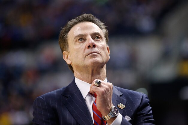 INDIANAPOLIS, IN - MARCH 19:  Head coach Rick Pitino of the Louisville Cardinals reacts to their 69-73 loss to the Michigan Wolverines during the second round of the 2017 NCAA Men's Basketball Tournament at the Bankers Life Fieldhouse on March 19, 2017 in Indianapolis, Indiana.  (Photo by Joe Robbins/Getty Images)