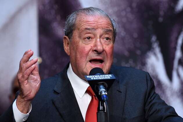 LAS VEGAS, NV - APRIL 29:  Top Rank Founder and CEO Bob Arum speaks during a news conference for the unification fight between WBC/WBA welterweight champion Floyd Mayweather Jr. and WBO welterweight champion Manny Pacquiao at the KA Theatre at MGM Grand Hotel & Casino on April 29, 2015 in Las Vegas, Nevada. The two boxers will face each other on May 2, 2015 in Las Vegas.  (Photo by Ethan Miller/Getty Images)