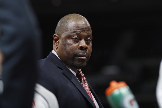 Charlotte Hornets assistant coach Patrick Ewing in the first half of an NBA basketball game Saturday, March 4, 2017, in Denver. (AP Photo/David Zalubowski)