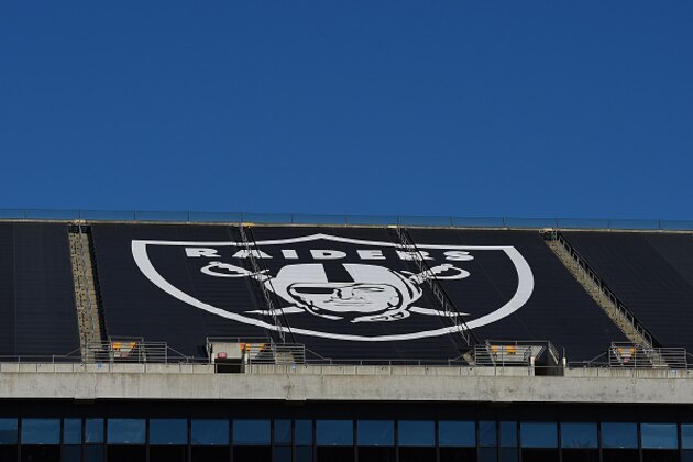 OAKLAND, CA - NOVEMBER 09:  A detailed view of the tarp displaying the Oakland Raiders logo that covers mount Davis seen prior to the game against the Denver Broncos at O.co Coliseum on November 9, 2014 in Oakland, California.  (Photo by Thearon W. Henderson/Getty Images)