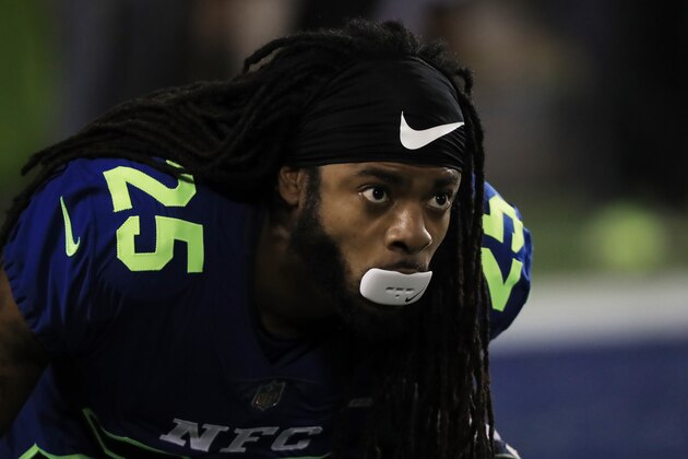 ORLANDO, FL - JANUARY 29:  Richard Sherman #25 of the NFC warms up prior to the NFL Pro Bowl at the Orlando Citrus Bowl on January 29, 2017 in Orlando, Florida.  (Photo by Sam Greenwood/Getty Images)