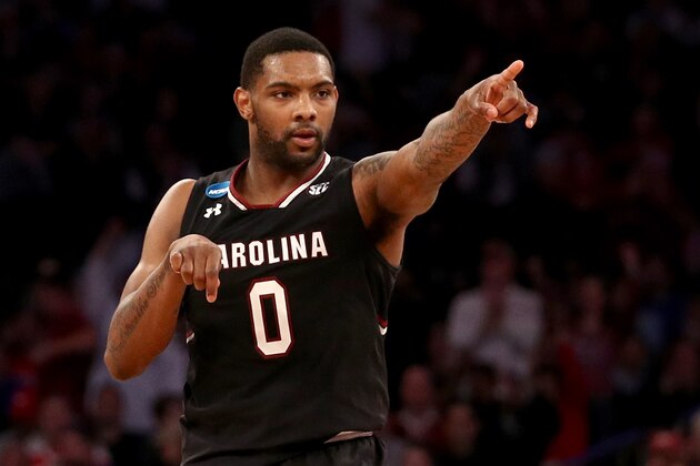 NEW YORK, NY - MARCH 26:  Sindarius Thornwell #0 of the South Carolina Gamecocks reacts against the Baylor Bears during the 2017 NCAA Men's Basketball Tournament East Regional at Madison Square Garden on March 26, 2017 in New York City.  (Photo by Maddie Meyer/Getty Images)