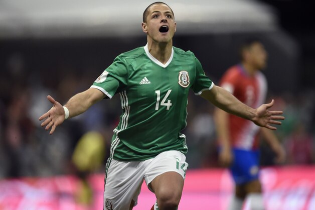 CORRECTION - Mexico's Javier Hernandez celebrates after scoring against Costa Rica during their 2018 FIFA World Cup qualifier football match in Mexico City on March 24, 2017. / AFP PHOTO / ALFREDO ESTRELLA / The erroneous mention appearing in the metadata of this photo by ALFREDO ESTRELLA has been modified in AFP systems in the following manner: [Javier Hernandez] instead of [Andres Guardado]. Please immediately remove the erroneous mention[s] from all your online services and delete it (them) from your servers. If you have been authorized by AFP to distribute it (them) to third parties, please ensure that the same actions are carried out by them. Failure to promptly comply with these instructions will entail liability on your part for any continued or post notification usage. Therefore we thank you very much for all your attention and prompt action. We are sorry for the inconvenience this notification may cause and remain at your disposal for any further information you may require.        (Photo credit shou