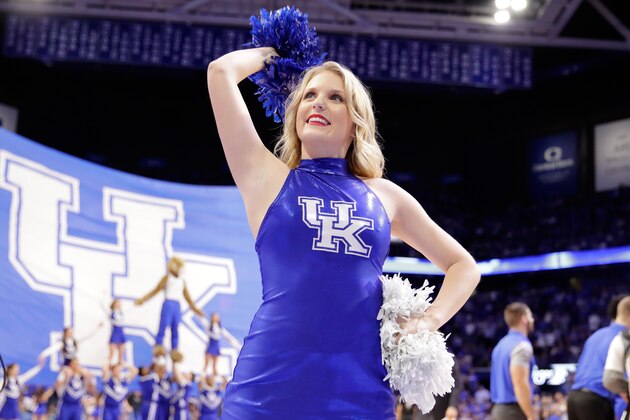 LEXINGTON, KY - FEBRUARY 28:  A Kentucky Wildcats cheerleader performs in the game against the Vanderbilt Commodores at Rupp Arena on February 28, 2017 in Lexington, Kentucky.  (Photo by Andy Lyons/Getty Images)