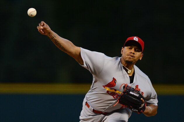 DENVER, CO - SEPTEMBER 19: Carlos Martinez #18 of the St. Louis Cardinals pitches against the Colorado Rockies in the first inning of a game at Coors Field on September 19, 2016 in Denver, Colorado.  (Photo by Dustin Bradford/Getty Images)
