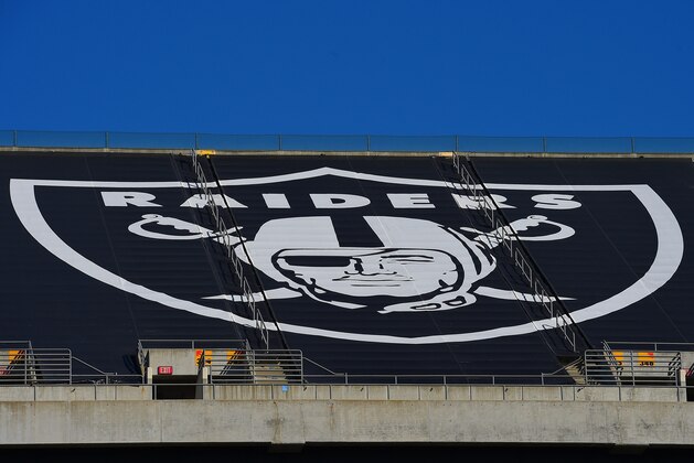 OAKLAND, CA - NOVEMBER 09: A detailed view of the tarp displaying the Oakland Raiders logo that covers mount Davis seen prior to the game against the Denver Broncos at O.co Coliseum on November 9, 2014 in Oakland, California. (Photo by Thearon W. Henderson/Getty Images) OAKLAND, CA - NOVEMBER 09: A detailed view of the tarp displaying the Oakland Raiders logo that covers mount Davis seen prior to the game against the Denver Broncos at O.co Coliseum on November 9, 2014 in Oakland, California. (Photo by Thearon W. Henderson/Getty Images)
