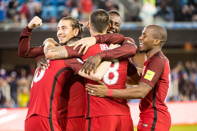 SAN JOSE, CA - MARCH 24: Christian Pulisic #10 of United States is congratulated by the team after scoring a goal during the World Cup Qualifier match between the United States and Honduras at Avaya Stadium on March 24, 2017 in San Jose, California.  The United States won the match 6-0 (Photo by Shaun Clark/Getty Images)