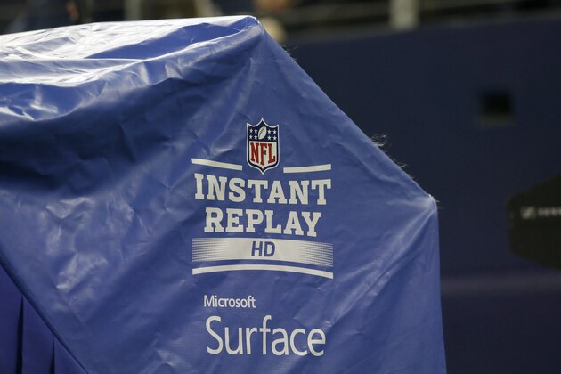 The instant replay booth on the sideline is shown during an NFL football game between the Chicago Bears and Dallas Cowboys on Sunday, Sept. 25, 2016, in Arlington, Texas. (AP Photo/LM Otero)