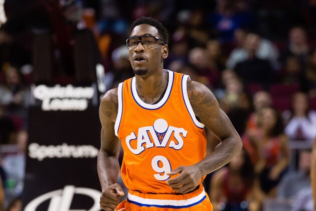 CLEVELAND, OH - MARCH 14: Larry Sanders #9 Cleveland Cavaliers runs down court during the second half against the Detroit Pistons at Quicken Loans Arena on March 14, 2017 in Cleveland, Ohio. The Cavaliers defeated the Pistons 128-96. NOTE TO USER: User expressly acknowledges and agrees that, by downloading and/or using this photograph, user is consenting to the terms and conditions of the Getty Images License Agreement. (Photo by Jason Miller/Getty Images)