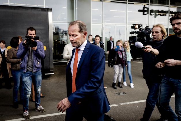 Dutch national soccer team head coach Danny Blind arrives at Schiphol Airport in Amsterdam on March 26, 2017 a day after the FIFA World Cup 2018 qualifying group A football match between Bulgaria and the Netherlands in Sofia. / AFP PHOTO / ANP / Robin van Lonkhuijsen / Netherlands OUT        (Photo credit should read ROBIN VAN LONKHUIJSEN/AFP/Getty Images)