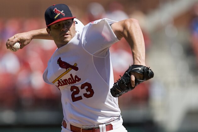 ST. LOUIS - AUGUST 12:  Starting pitcher Anthony Reyes #23 of the St. Louis Cardinals throws against the Los Angeles Dodgers at Busch Stadium August 12, 2007 in St. Louis, Missouri. The Cardinals beat the Dodgers 12-2.  (Photo by Dilip Vishwanat/Getty Images)