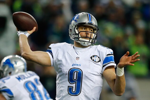 SEATTLE, WA - JANUARY 07:  Matthew Stafford #9 of the Detroit Lions throws a pass during the second half against the Seattle Seahawks in the NFC Wild Card game at CenturyLink Field on January 7, 2017 in Seattle, Washington.  (Photo by Jonathan Ferrey/Getty Images)