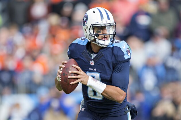 NASHVILLE, TN - DECEMBER 11:  Marcus Mariota #8 of the Tennessee Titans rolls out during a game against the Denver Broncos at Nissan Stadium on December 11, 2016 in Nashville, Tennessee.  The Titans defeated the Broncos 13-10.  (Photo by Wesley Hitt/Getty Images)