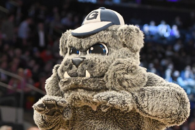 NEW YORK, NY - MARCH 08:  The Georgetown Hoyas mascot on the floor during the Big East Basketball Tournament - First Round game against the St. John's Red Storm at Madison Square Garden on March 8, 2017 in New York City.  The Red Storm won 74-73.  (Photo by Mitchell Layton/Getty Images) *** Local Caption ***