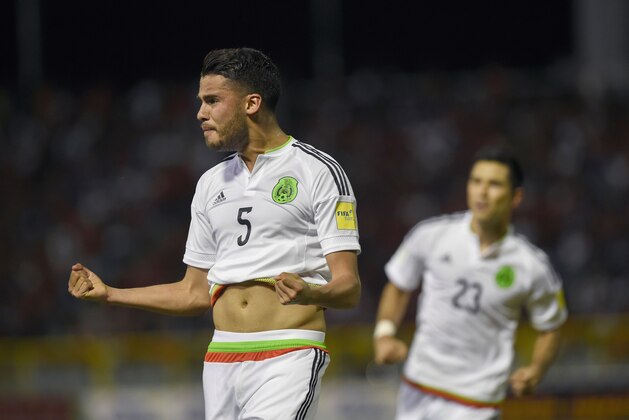 Mexico's Diego Reyes celebrates after scoring against Trinidad & Tobago during their 2018 FIFA World Cup qualifier football match in Port of Spain, Trinidad & Tobago, on March 28, 2017. / AFP PHOTO / ALFREDO ESTRELLA        (Photo credit should read ALFREDO ESTRELLA/AFP/Getty Images)