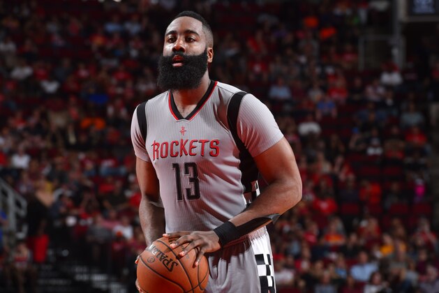 HOUSTON, TX - MARCH 26:  James Harden #13 of the Houston Rockets shoots a foul shot against the Oklahoma City Thunder on March 26, 2017 at the Toyota Center in Houston, Texas. NOTE TO USER: User expressly acknowledges and agrees that, by downloading and/or using this photograph, user is consenting to the terms and conditions of the Getty Images License Agreement. Mandatory Copyright Notice: Copyright 2017 NBAE (Photo by Jesse D. Garrabrant/NBAE via Getty Images)
