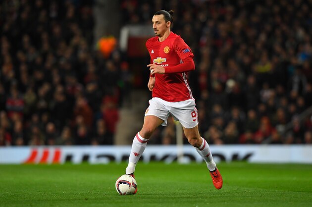 MANCHESTER, ENGLAND - MARCH 16:  United player Zlatan Ibrahimovic in action  during the UEFA Europa  League Round of 16 second leg match between Manchester United and FK Rostov at Old Trafford on March 16, 2017 in Manchester, United Kingdom.  (Photo by Stu Forster/Getty Images)