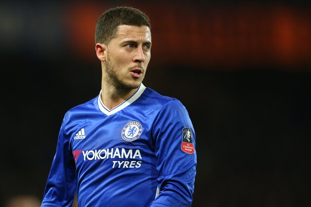 LONDON, ENGLAND - MARCH 13: Eden Hazard of Chelsea during The Emirates FA Cup Quarter-Final match between Chelsea and Manchester United at Stamford Bridge on March 13, 2017 in London, England. (Photo by Catherine Ivill - AMA/Getty Images)